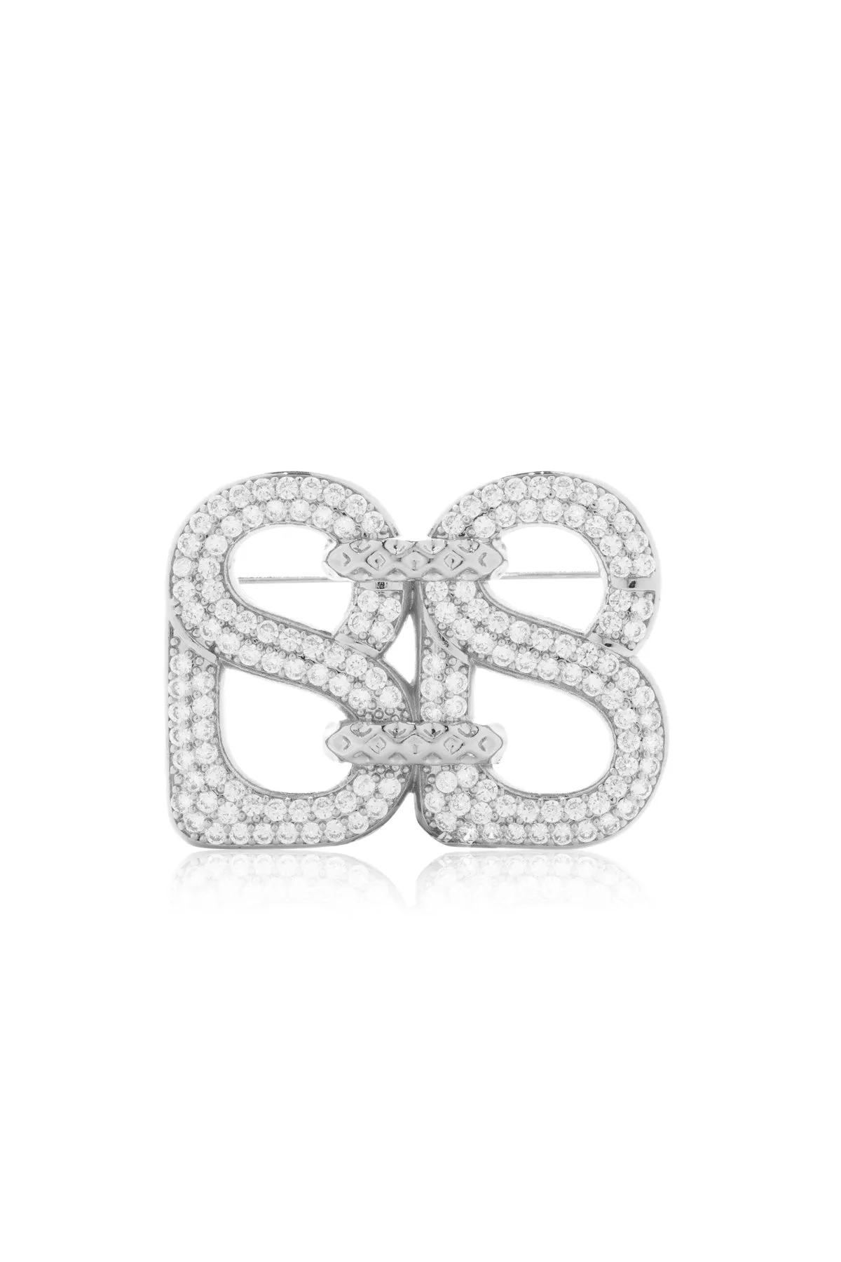 Deux Crystal Brooch - Silver