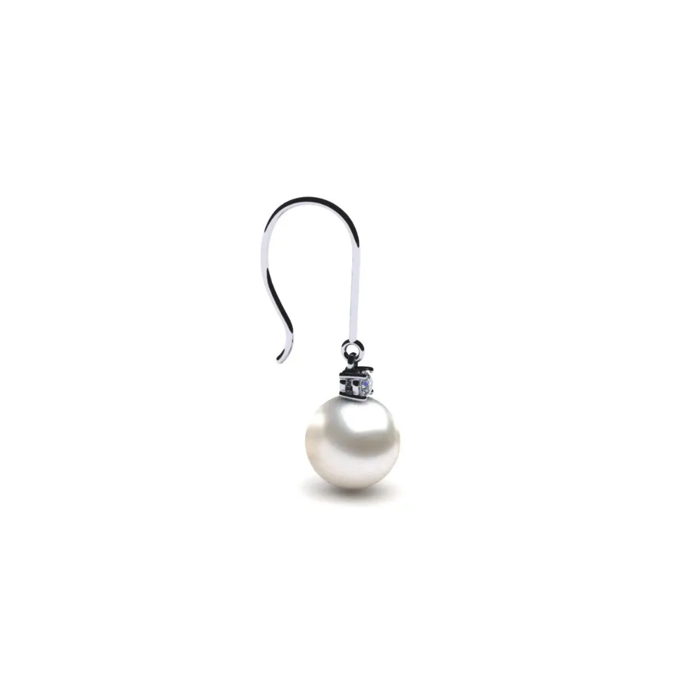 Diamond & Pearl Drop Earrings, 8.00mm