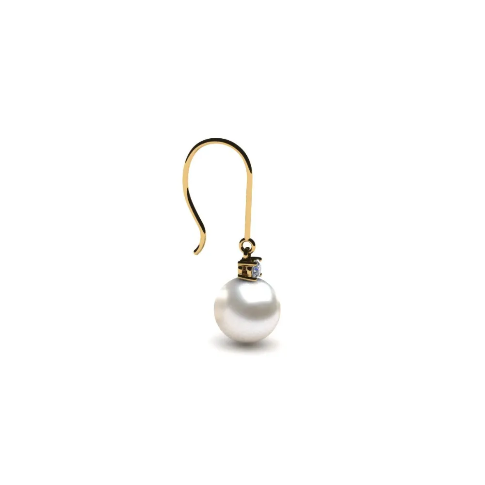 Diamond & Pearl Drop Earrings, 8.00mm