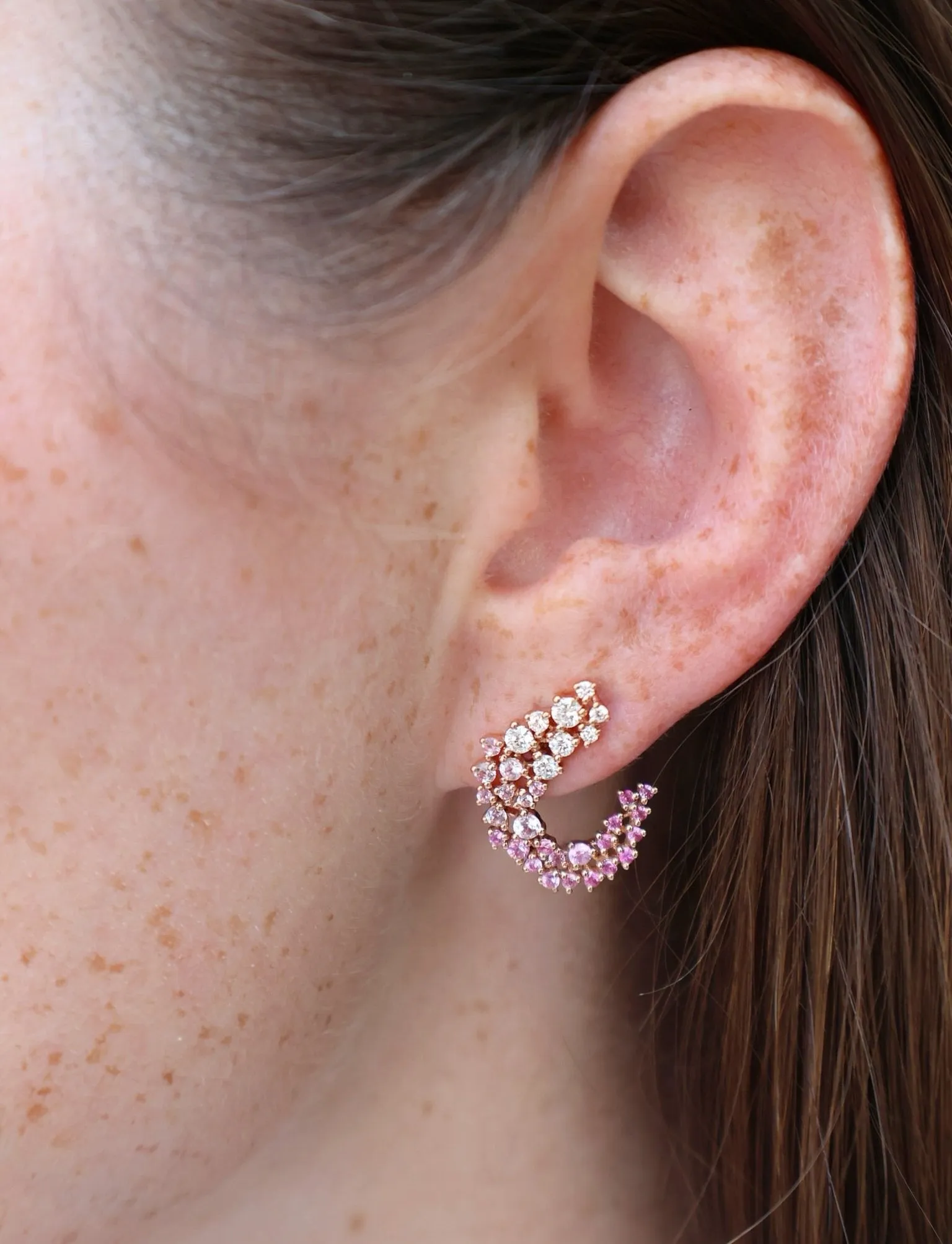 Diamond & Pink Ombre Scatter Huggies