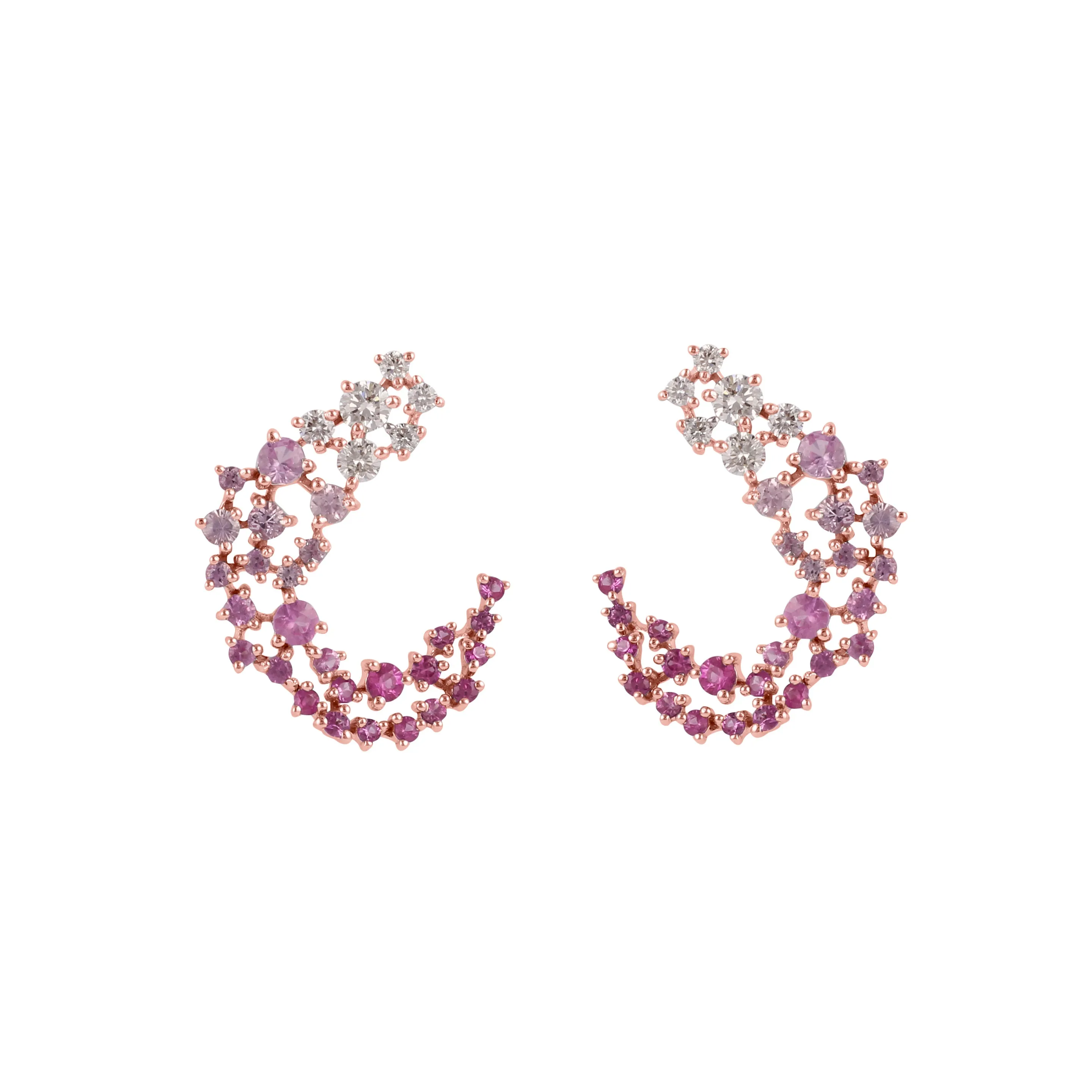 Diamond & Pink Ombre Scatter Huggies