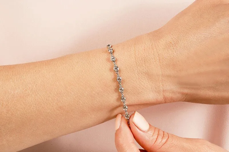 Diamond Drops Single Link Bezel Lab-Grown Diamond Bracelet with 6.00 ct.(finished) 4mm
