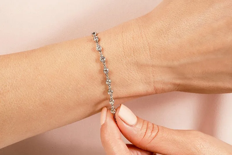 Diamond Drops Single Link Bezel Lab-Grown Diamond Bracelet with 6.00 ct.(finished) 4mm