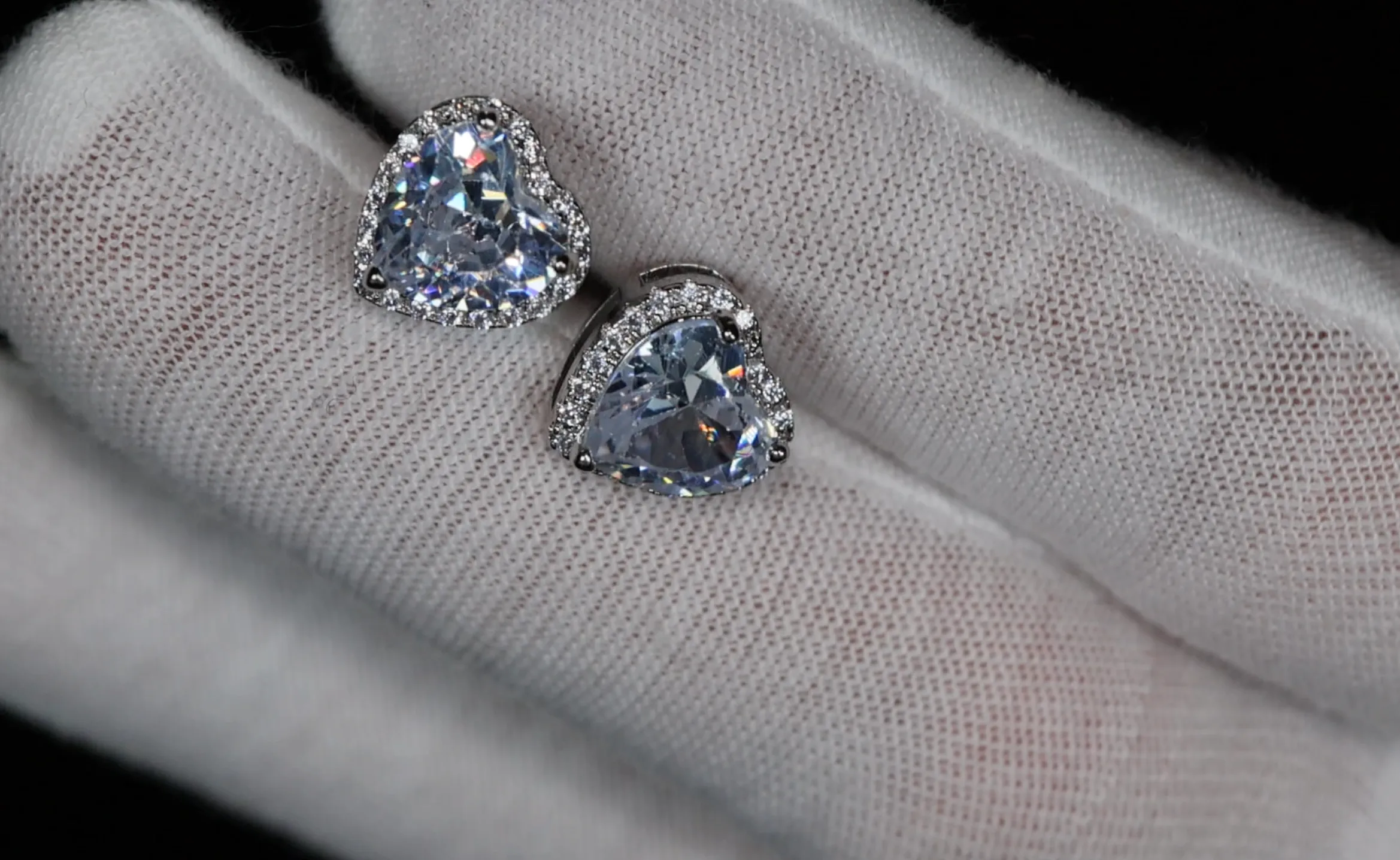 Diamond Heart Ear Studs | Womens Diamond Ear Studs