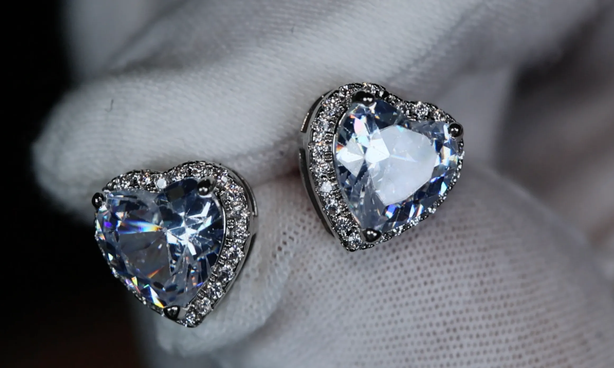 Diamond Heart Ear Studs | Womens Diamond Ear Studs