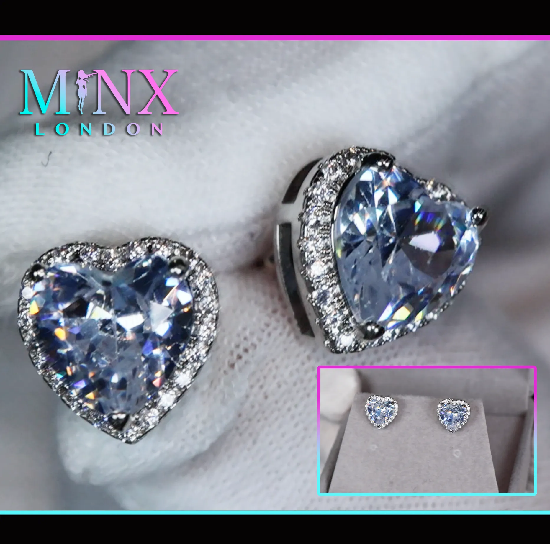 Diamond Heart Ear Studs | Womens Diamond Ear Studs
