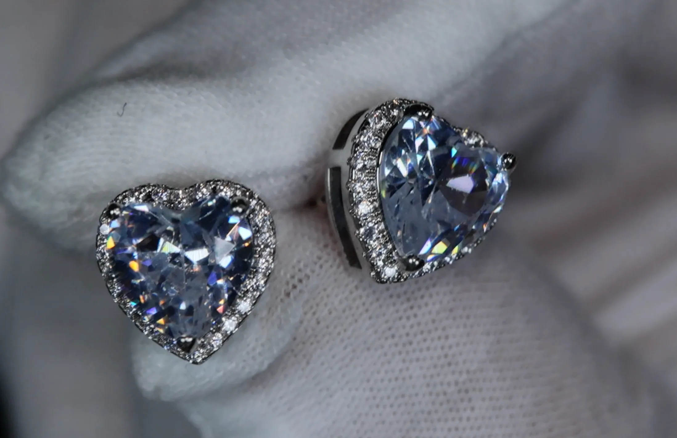 Diamond Heart Ear Studs | Womens Diamond Ear Studs