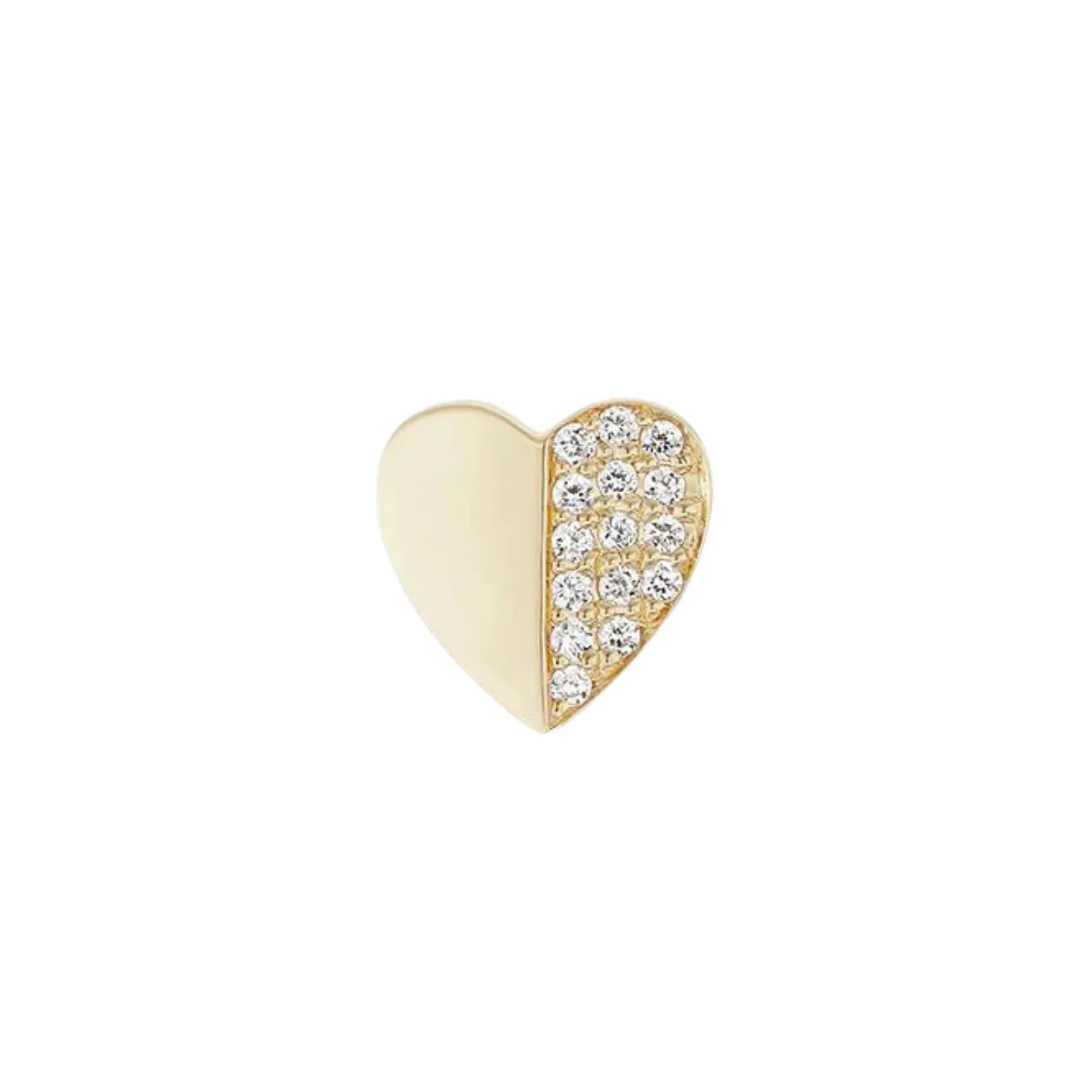 Diamond Heart Stud Earring (Single)