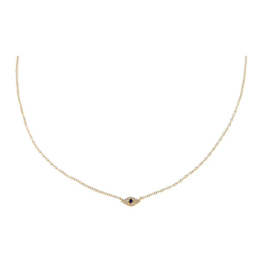 Diamond Pave & Sapphire Blue Evil Eye Choker 14K