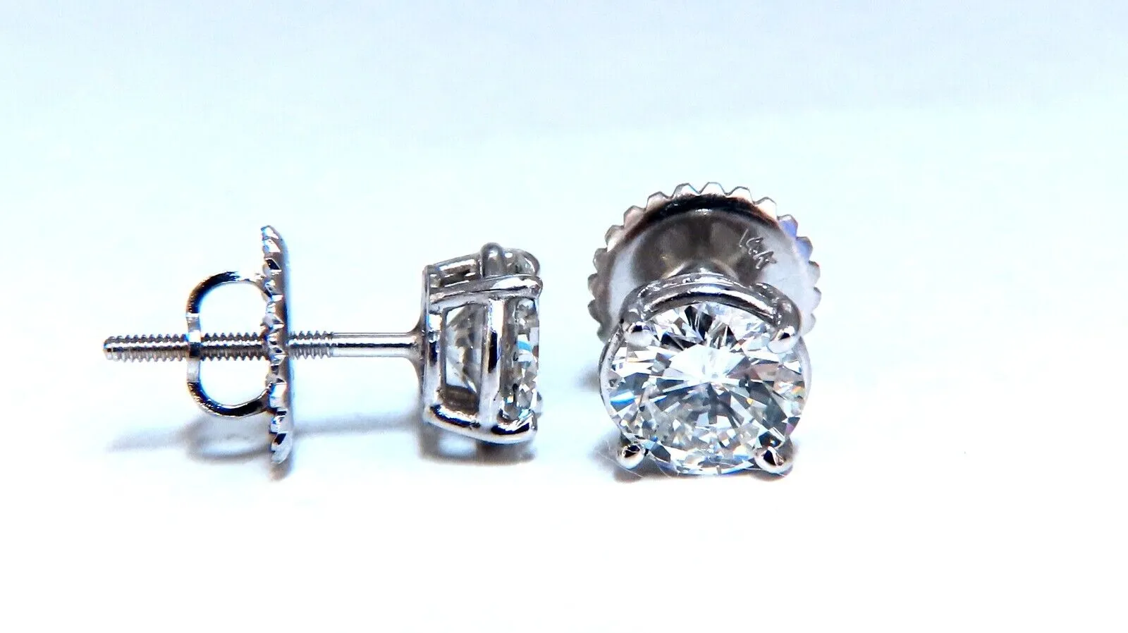 Diamond Studs GIA Certified 2.07ct Earrings 14kt