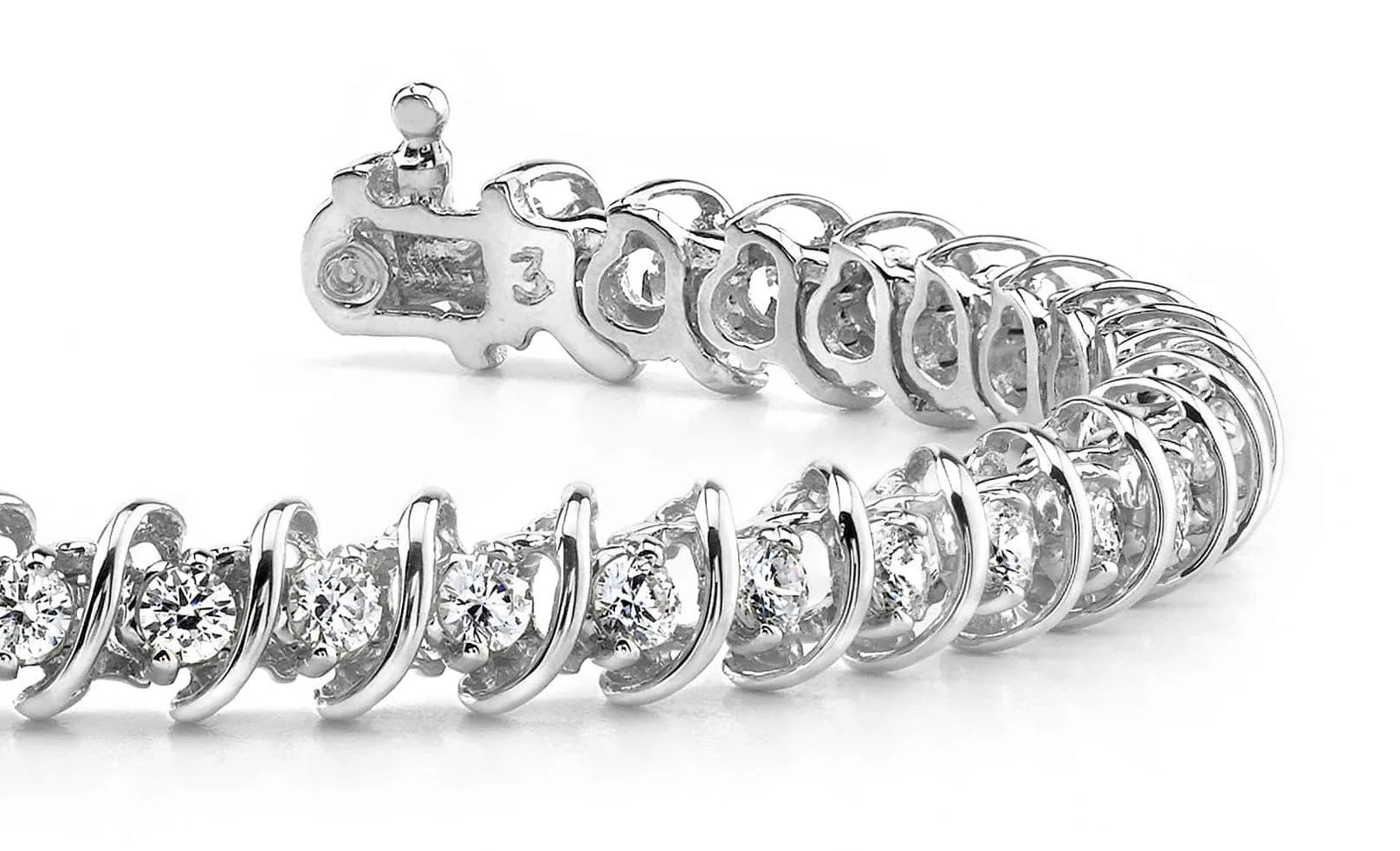 Diamond Swirl Link Lab-Grown Diamond Tennis Bracelet with 4.00 ct.(finished) 3mm