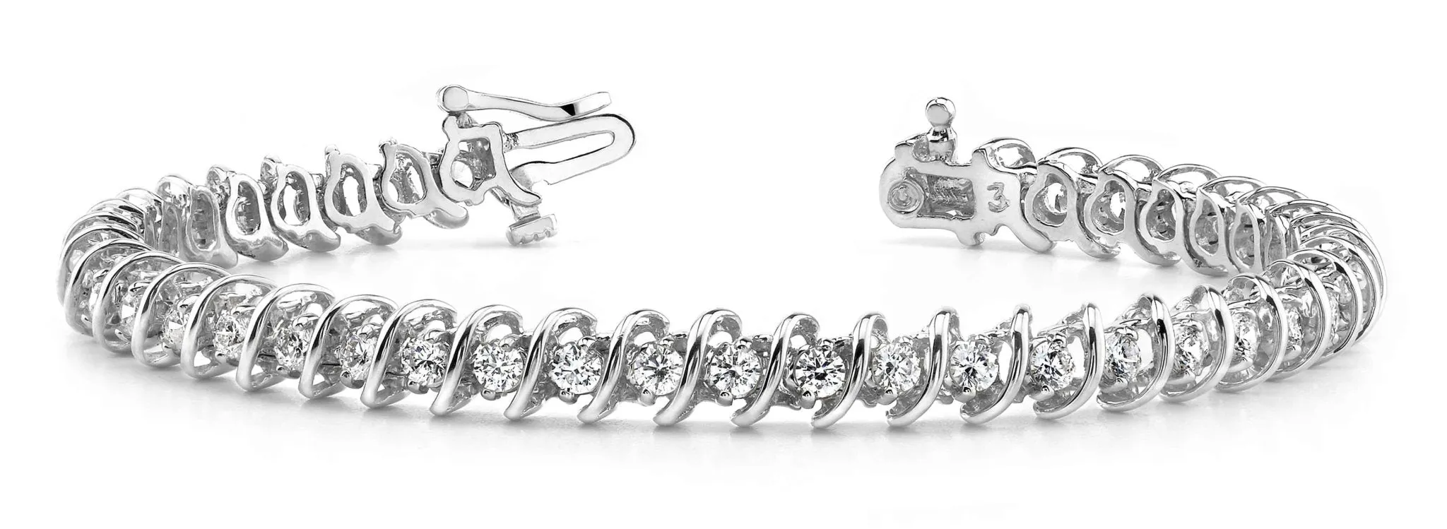 Diamond Swirl Link Lab-Grown Diamond Tennis Bracelet with 4.00 ct.(finished) 3mm