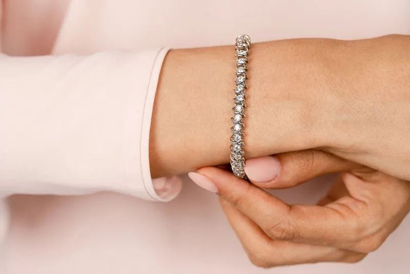 Diamond Swirl Link Lab-Grown Diamond Tennis Bracelet with 4.00 ct.(finished) 3mm