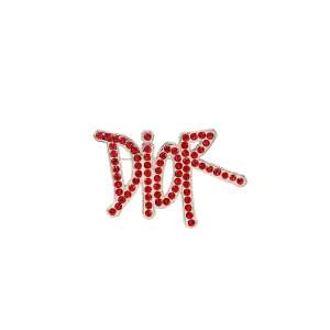 Dior x Shawn Stussy crystal logo Brooch Red SHW