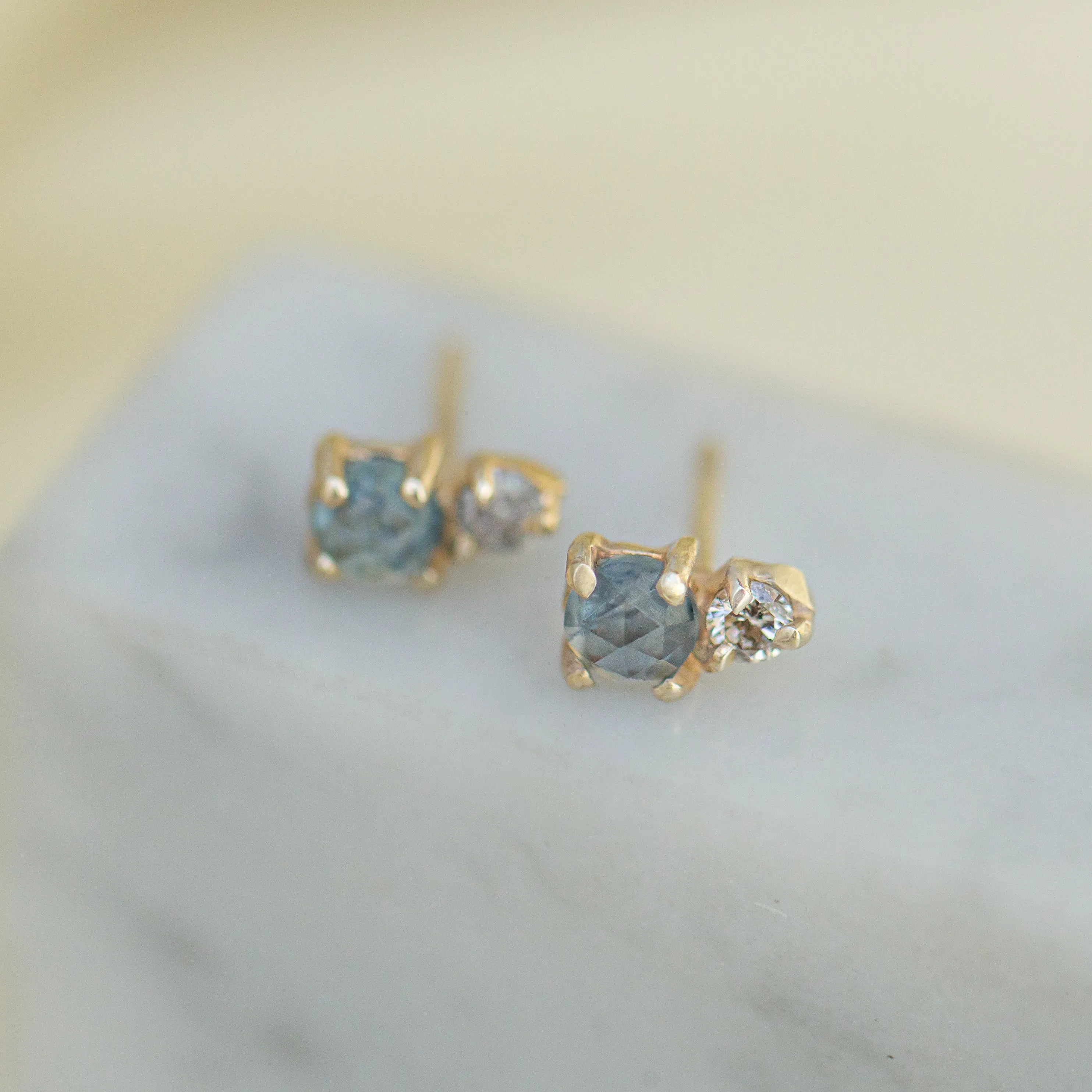 Double Dutch Earrings | 14k Sapphire & Diamond
