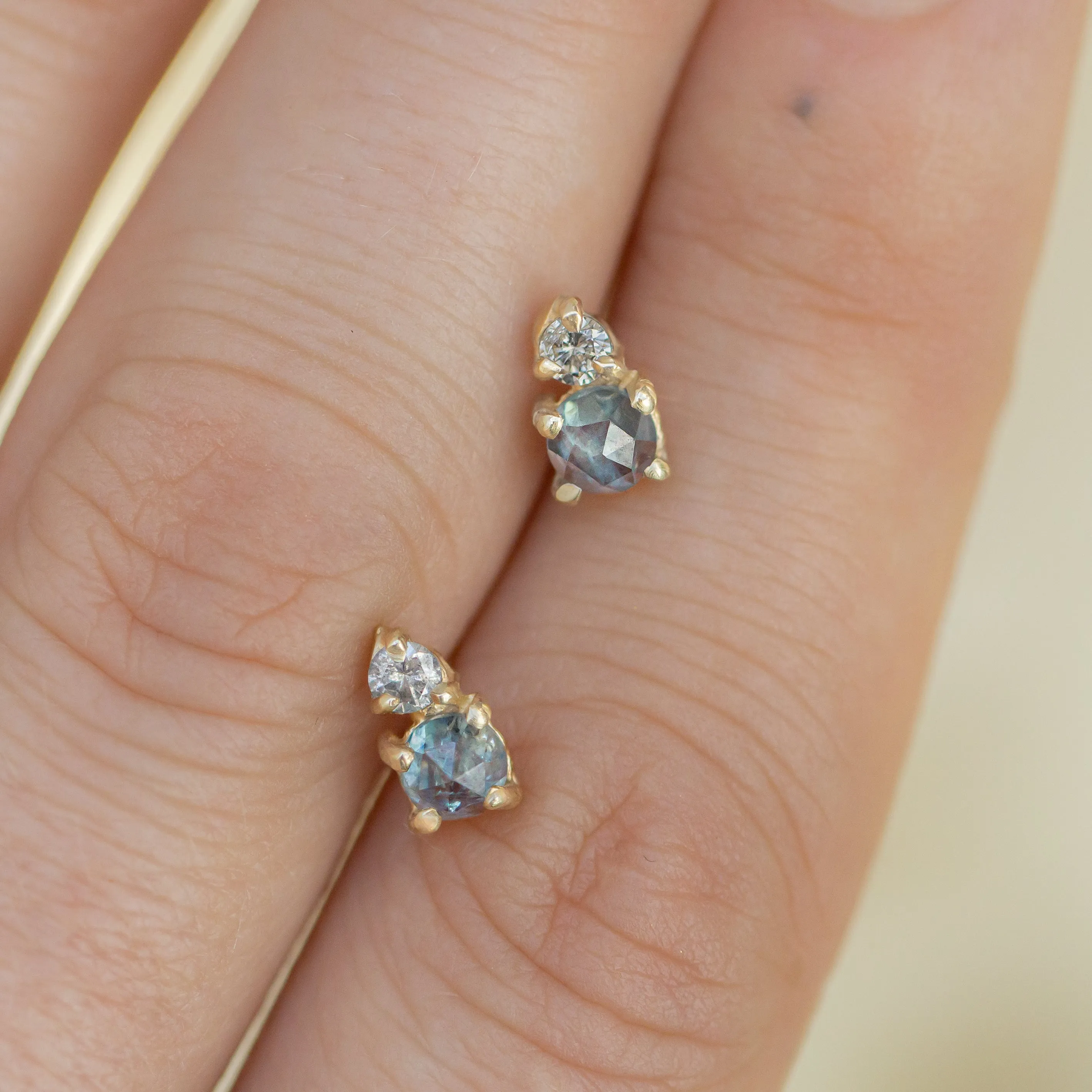 Double Dutch Earrings | 14k Sapphire & Diamond