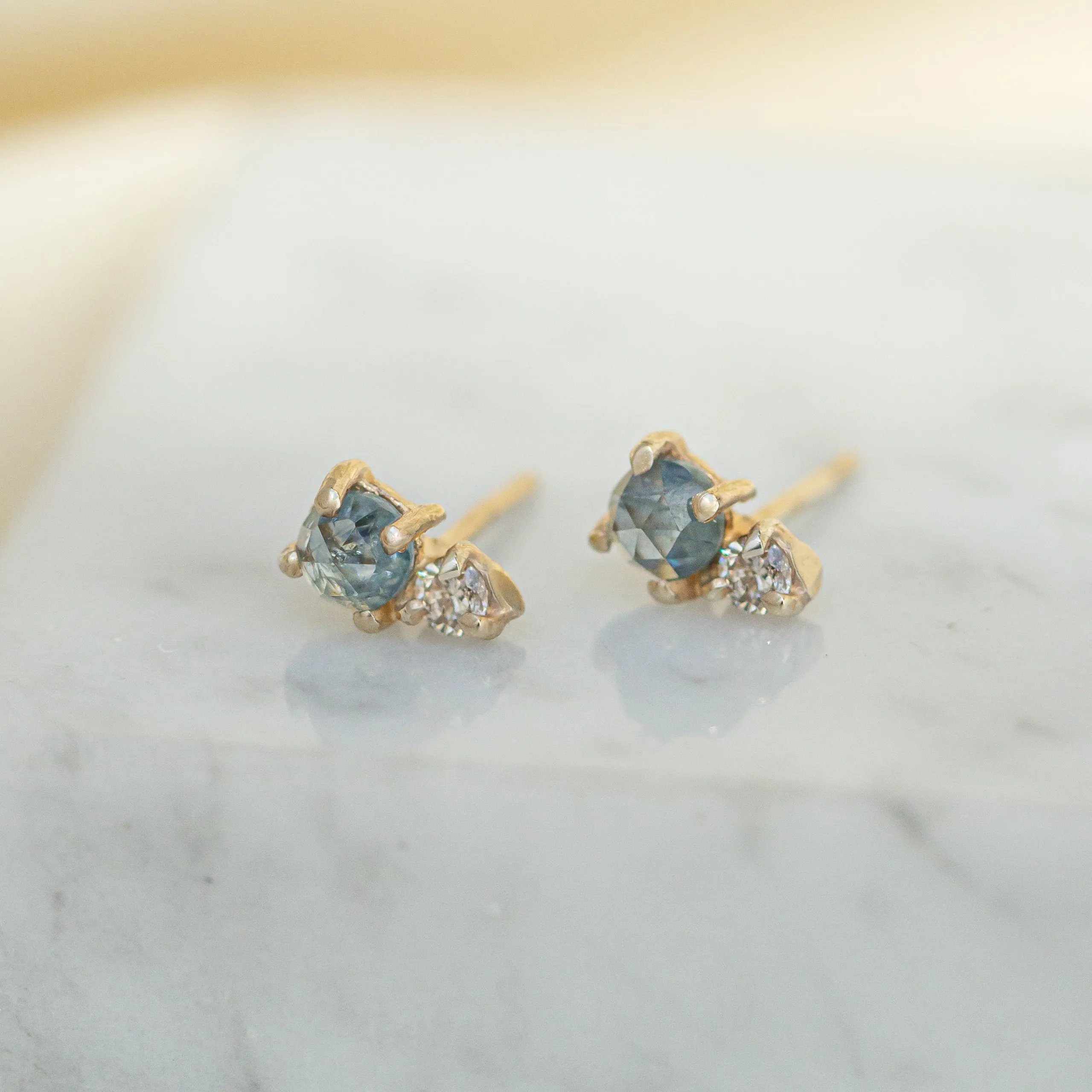 Double Dutch Earrings | 14k Sapphire & Diamond