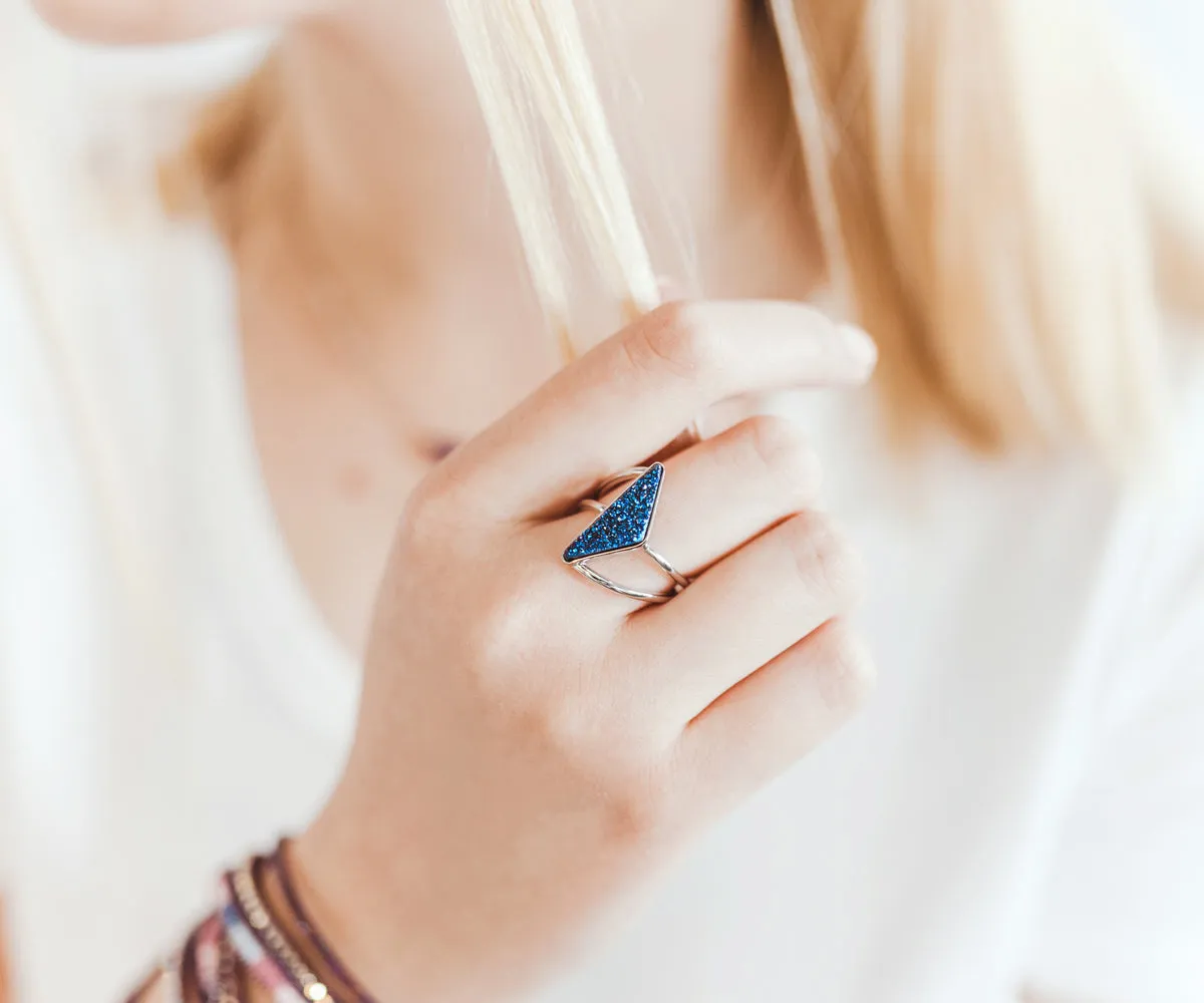 Double Twist 18K Gold Druzy Ring