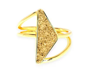Double Twist 18K Gold Druzy Ring