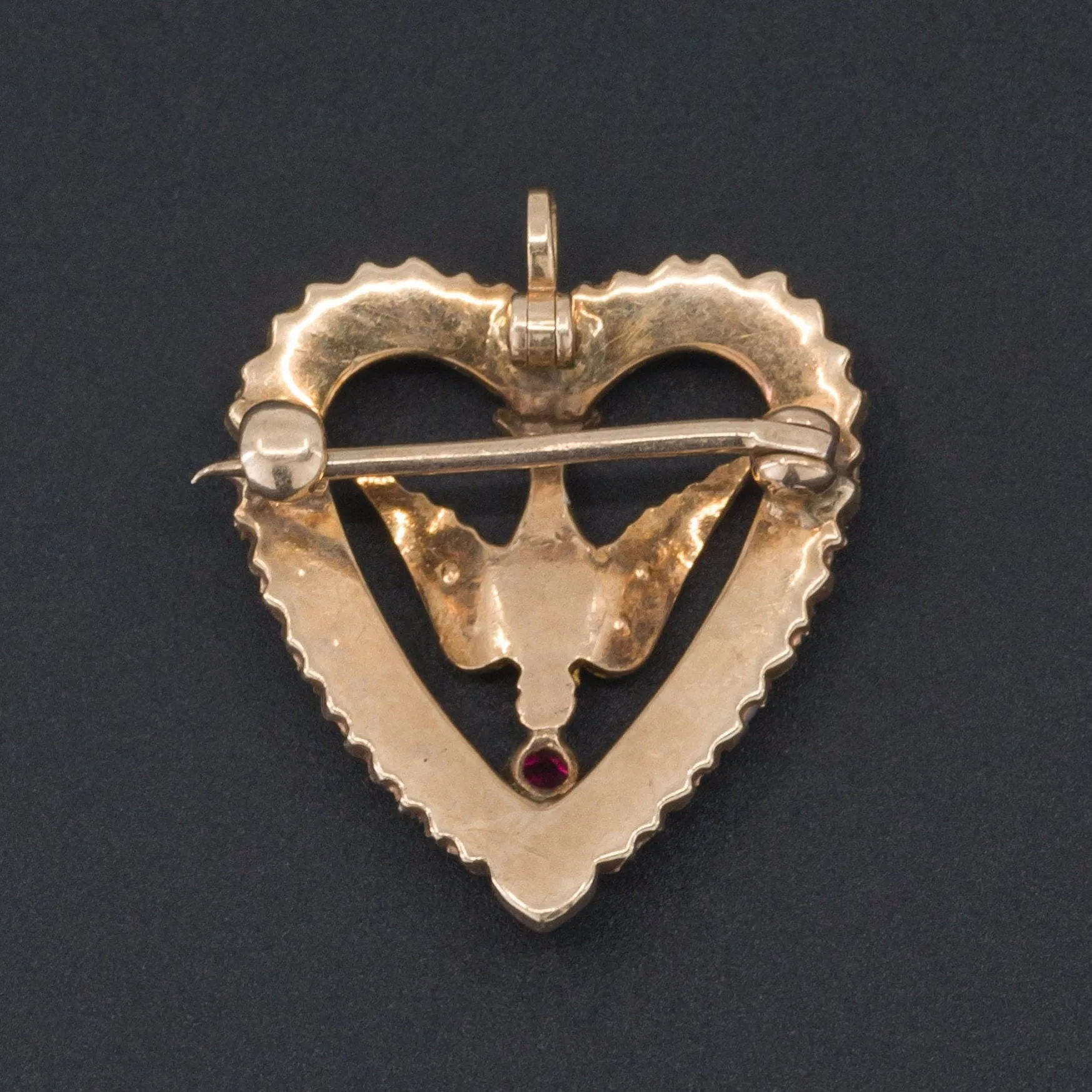 Dove Pendant or Brooch | 10k Gold & Simulated Pearl Brooch