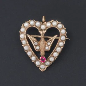 Dove Pendant or Brooch | 10k Gold & Simulated Pearl Brooch