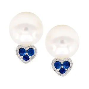 Earrings 14KW/1.9G W.FW 6SAPP-0.29CT 40RD-0.08CT 9-10mm