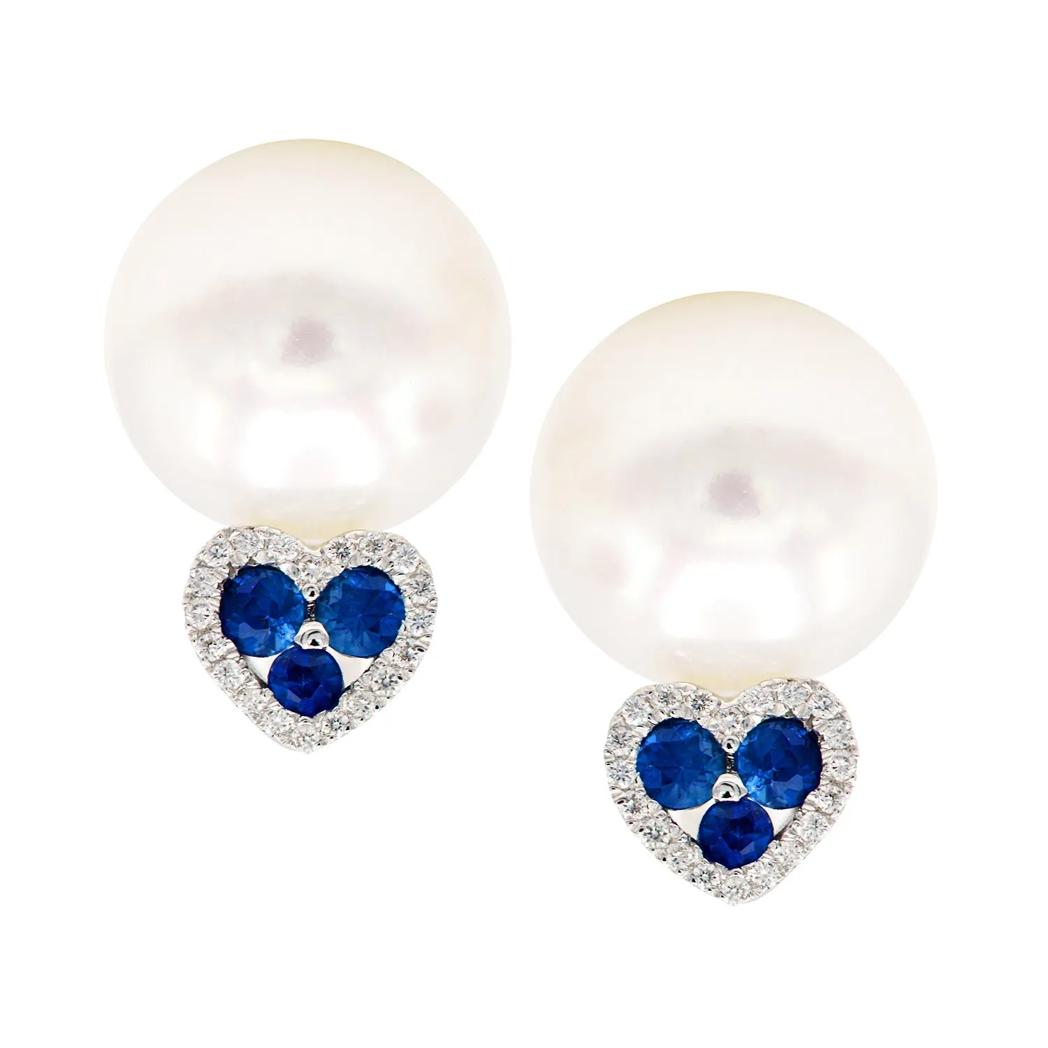 Earrings 14KW/1.9G W.FW 6SAPP-0.29CT 40RD-0.08CT 9-10mm