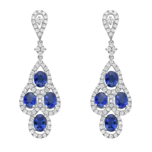 Earrings 18KW/4.6G 8SAPP-3.75CT 136RD-1.08CT
