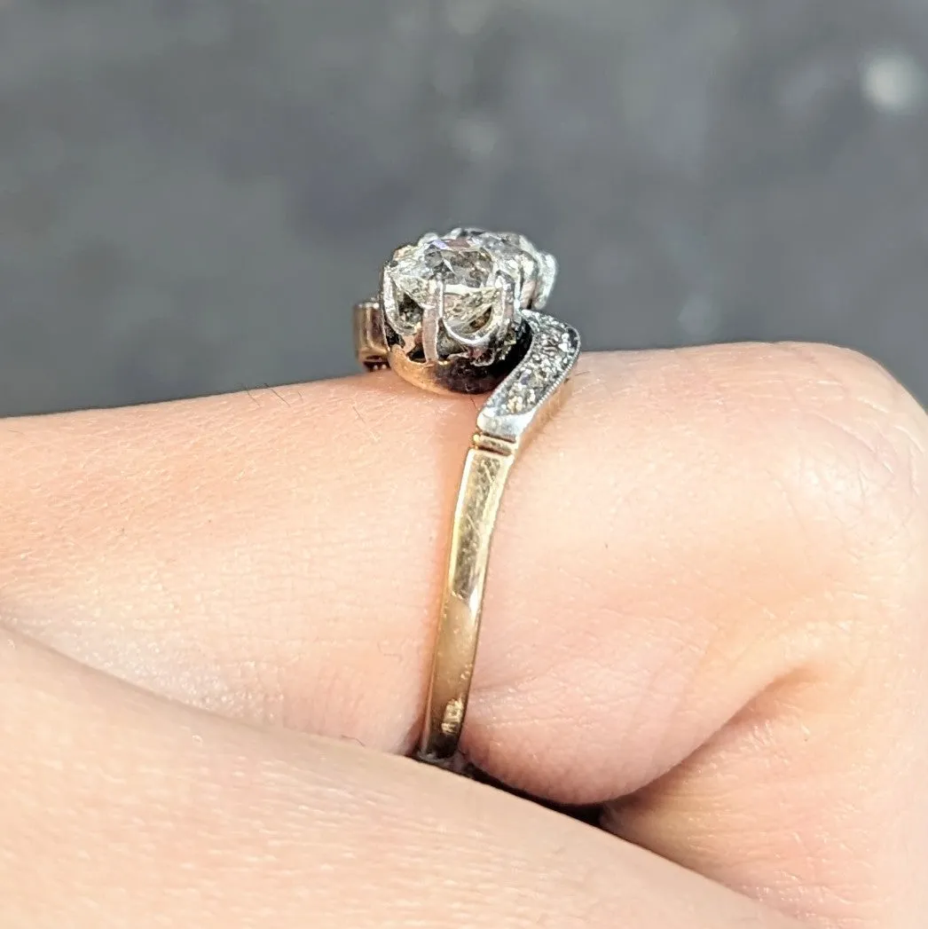 Edwardian 1.74 CTW Old Mine Cut Diamond Platinum 18 Karat Yellow Gold Ring