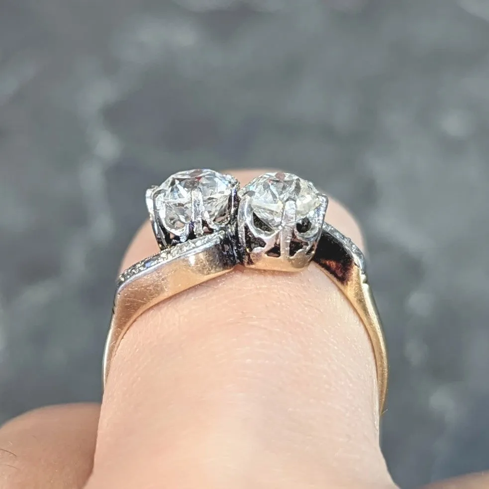 Edwardian 1.74 CTW Old Mine Cut Diamond Platinum 18 Karat Yellow Gold Ring