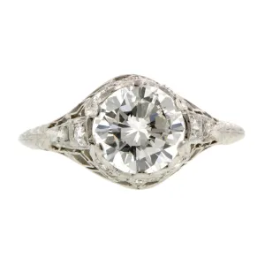 Edwardian Filigree Engagement Ring, RBC 1.16ct