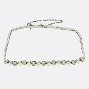Edwardian Pearl and Diamond Bracelet
