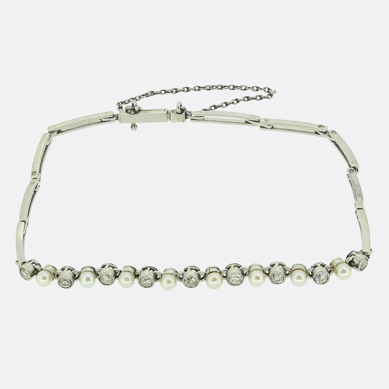 Edwardian Pearl and Diamond Bracelet