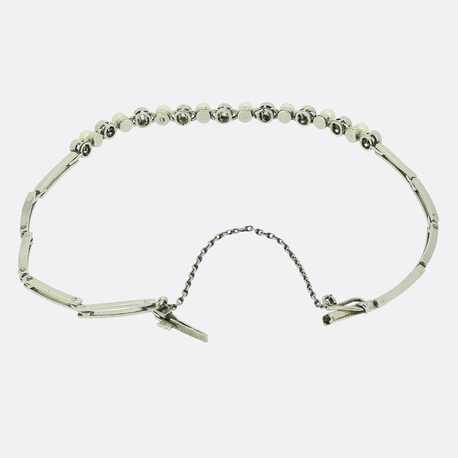 Edwardian Pearl and Diamond Bracelet