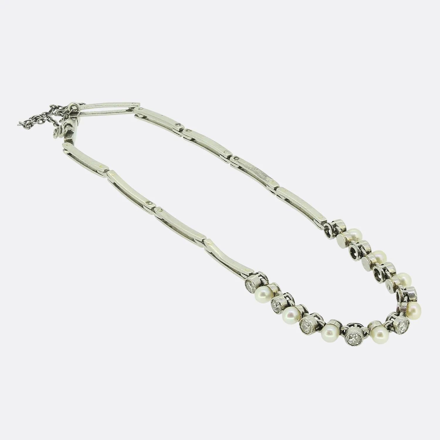 Edwardian Pearl and Diamond Bracelet