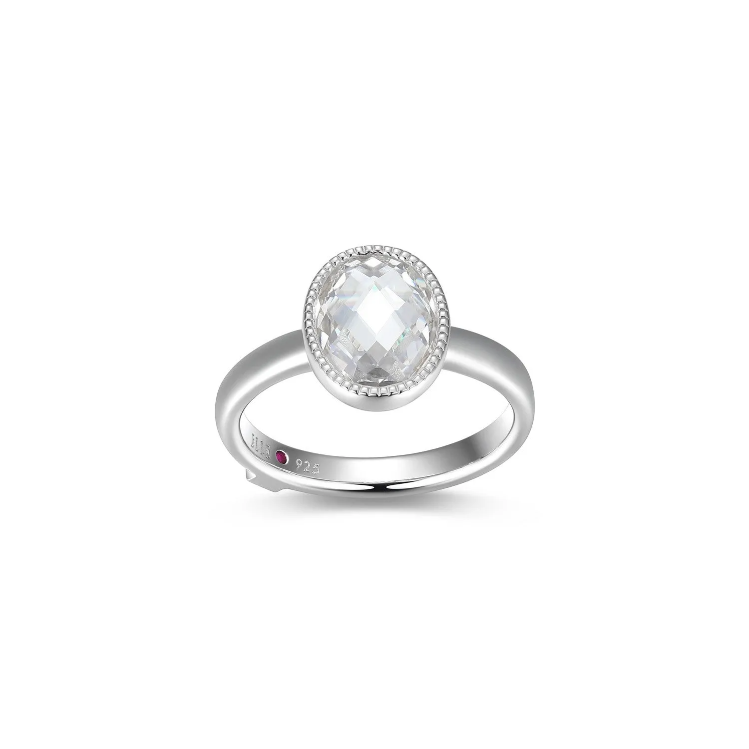 Elle Essence Sterling Silver 18K Yellow Gold/Rhodium Plated Oval CZ Ring
