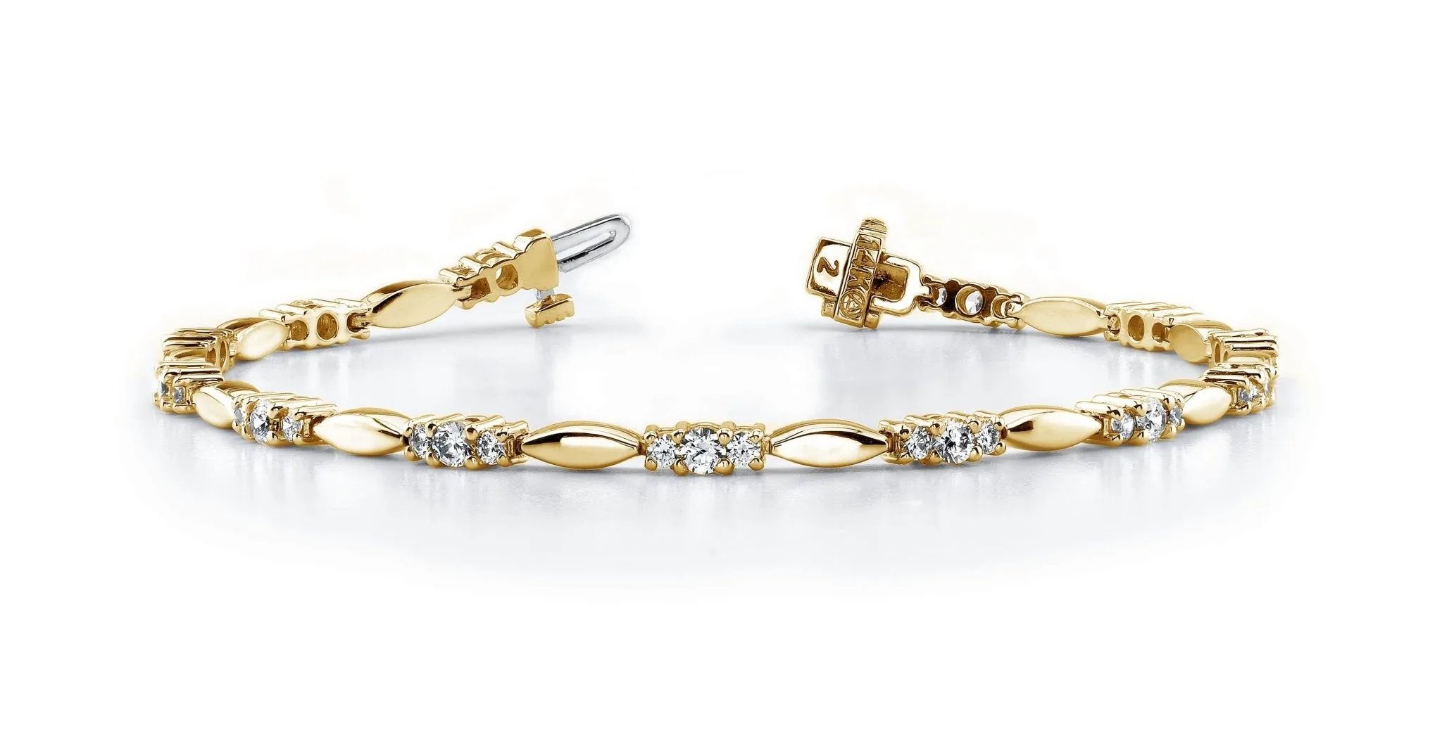 Elliptical Link Lab-Grown Diamond Bracelet with 0.95 ct.(finished) 1.5mm, 2.1mm
