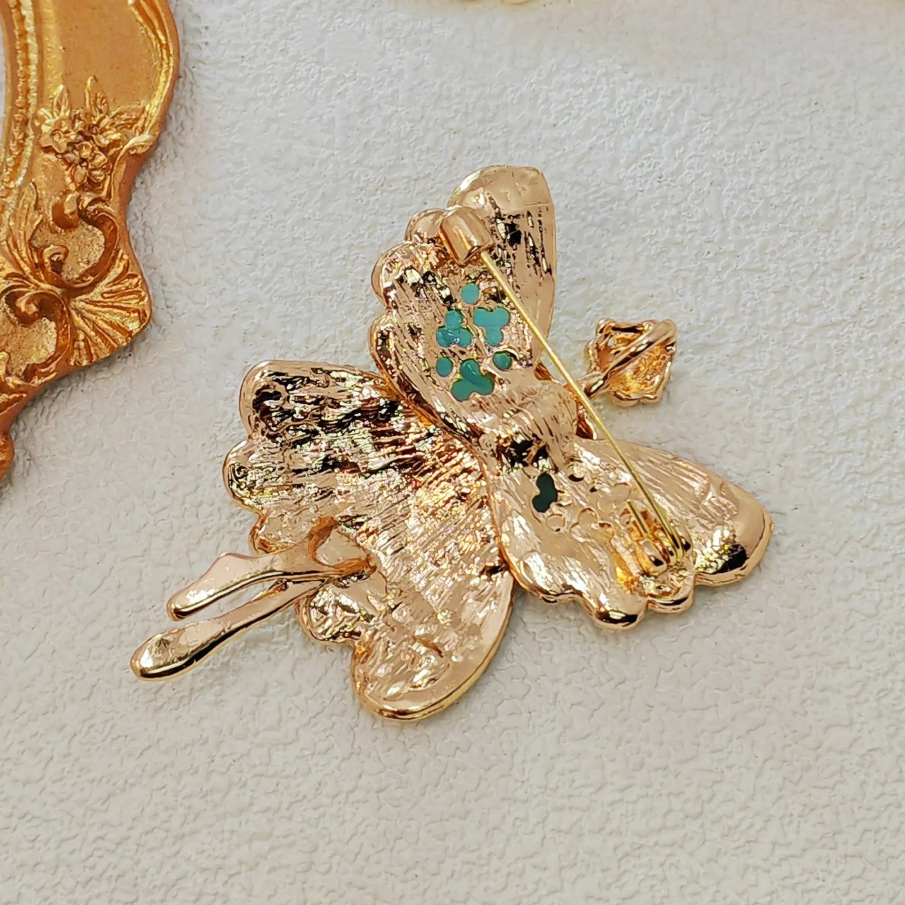 Enchanting Gold - toned Ballerina Fairy Brooch with Turquoise & Crystal Embellishments