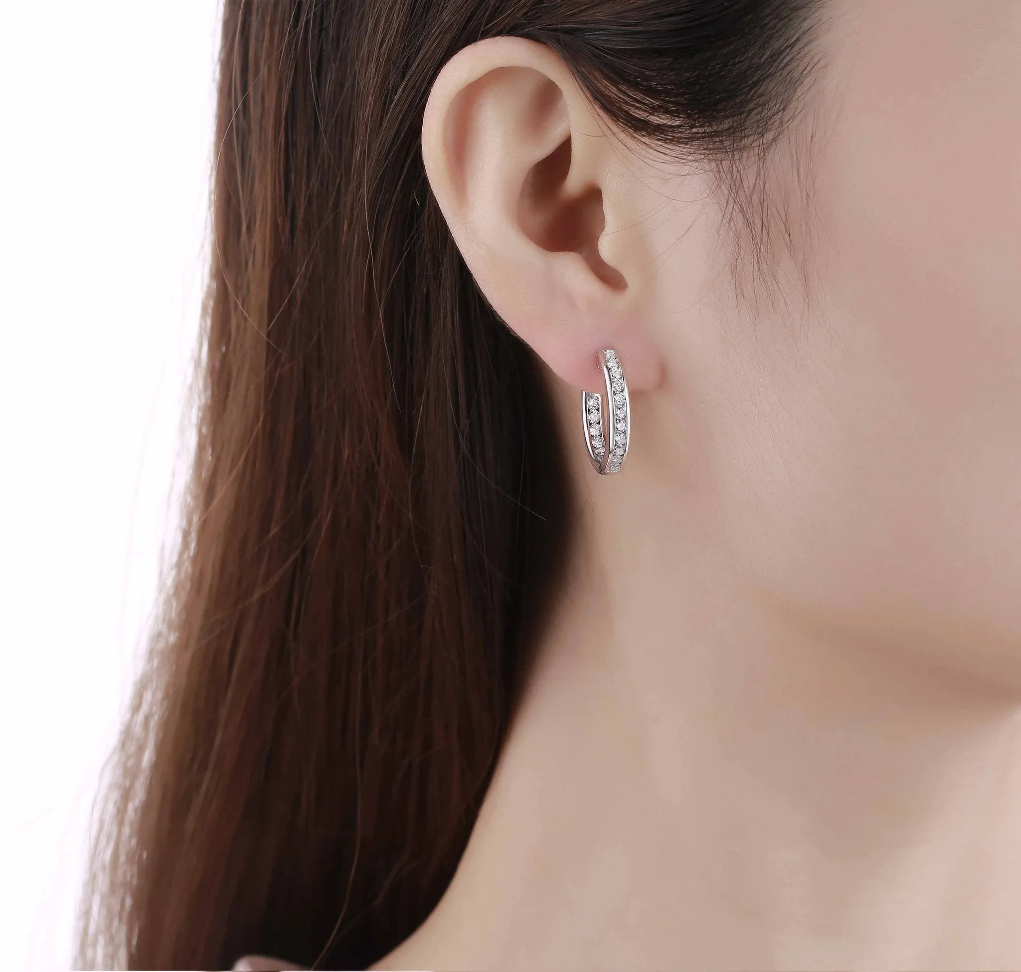 Essentials 1ct Channel Inside-out Diamond Hoops <br> E-00105WHT
