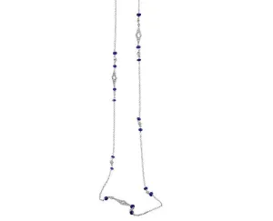 Estate 14k White Gold Sapphire Diamond Necklace
