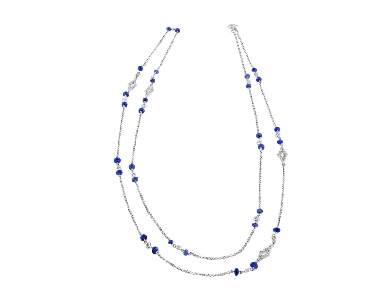 Estate 14k White Gold Sapphire Diamond Necklace
