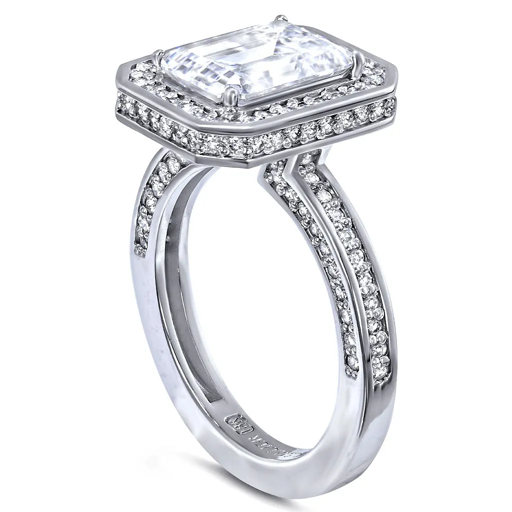 Eternal Love Diamond Emerald Halo Engagement Ring