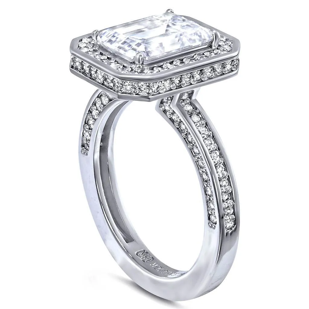 Eternal Love Diamond Emerald Halo Engagement Ring