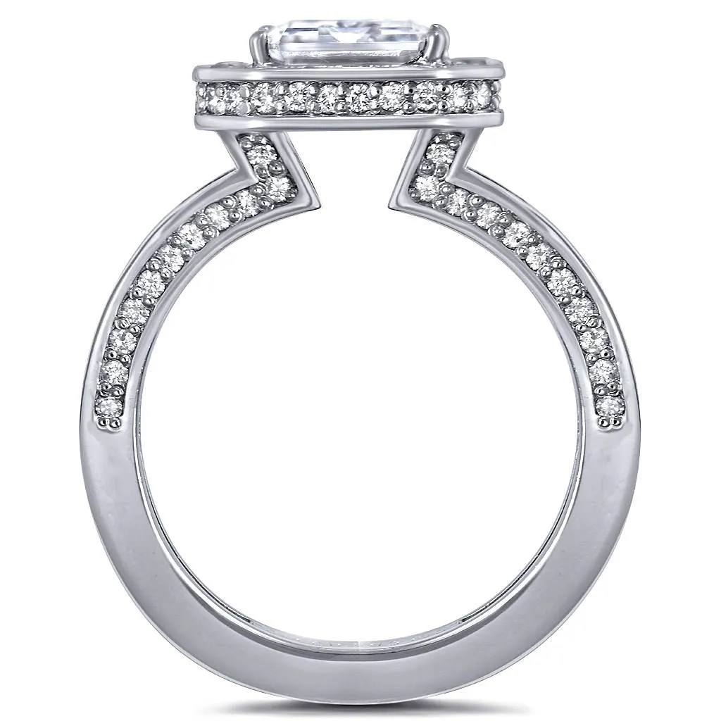 Eternal Love Diamond Emerald Halo Engagement Ring