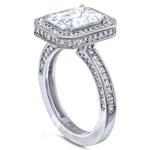 Eternal Love Diamond Emerald Halo Engagement Ring