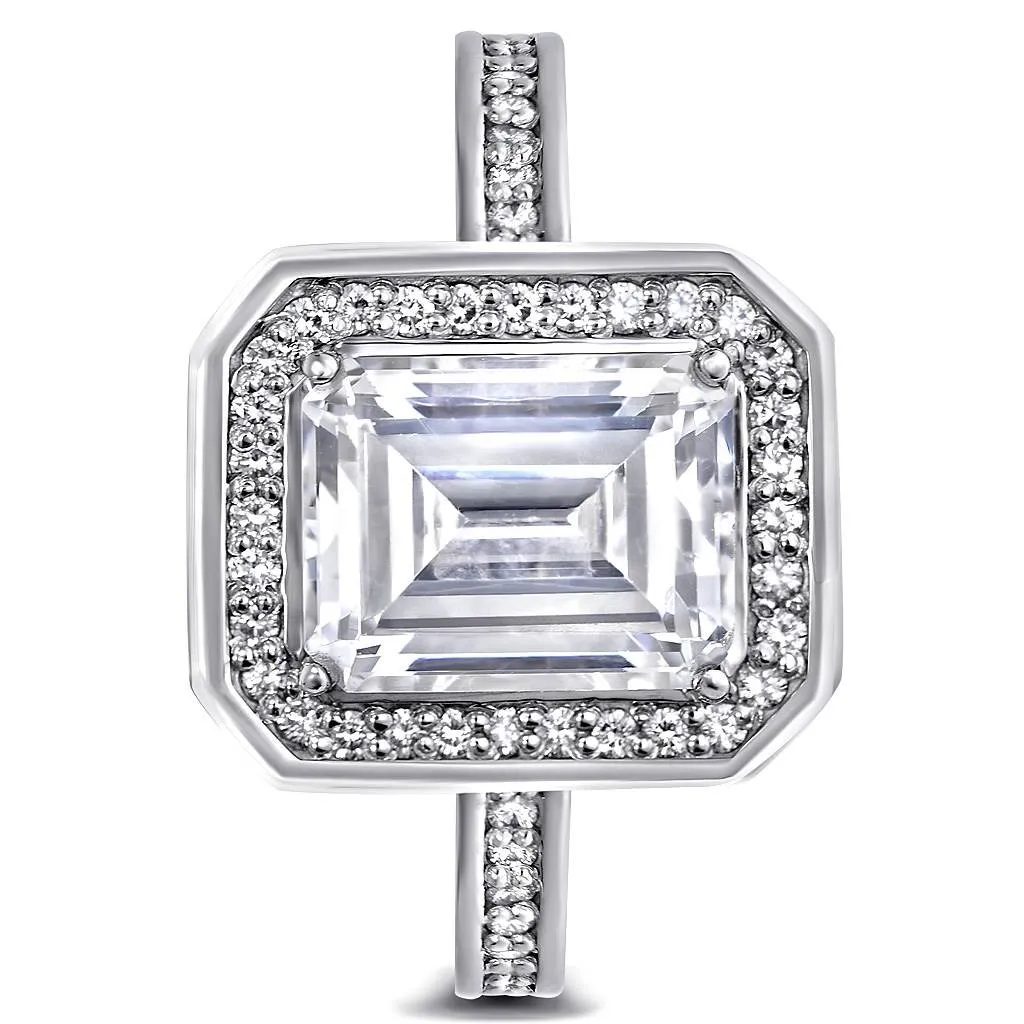 Eternal Love Diamond Emerald Halo Engagement Ring