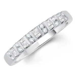 EternalDia Round & Baguette Diamond Anniversary Band