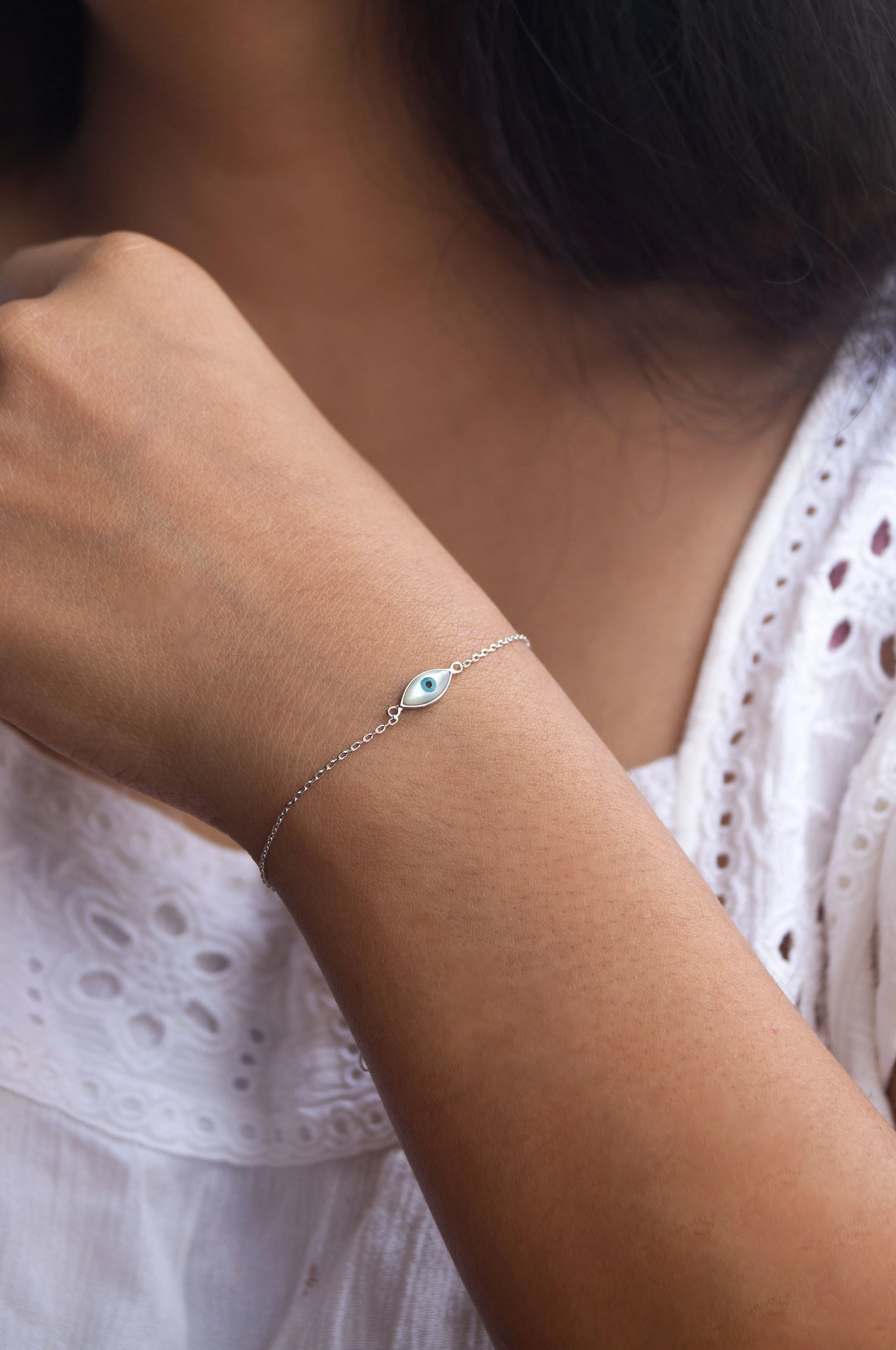 Evil Eye Sterling Silver Chain Bracelet