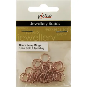 FINDINGS JUMP RINGS ROSE GOLD 10MM 30PC