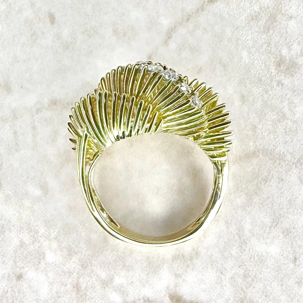 Fine Vintage 1960’s 14 Karat Yellow Gold Diamond Cocktail Ring